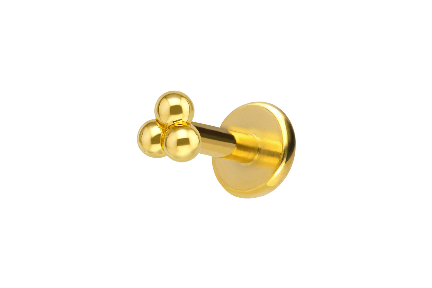 Titan Labret Piercing mit Innengewinde + 925er Silber Aufsatz 3 KUGELN